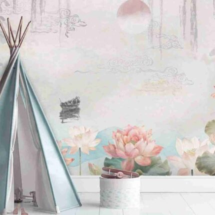 Lotus Serenity Chinoiserie Wall Mural
