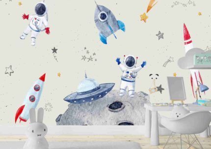 Cute Astronaut Fantasy Kids Wallpaper