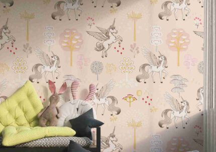 Magical Unicorn Garden Kids Wallpaper