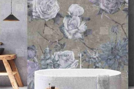 Vintage Grey Rose Wall