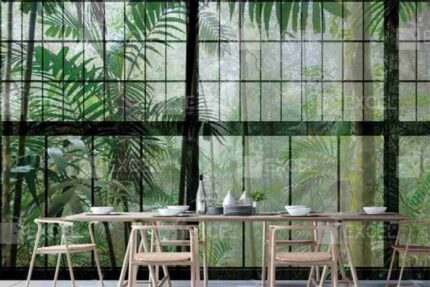 Glass Window Jungle View Wall
