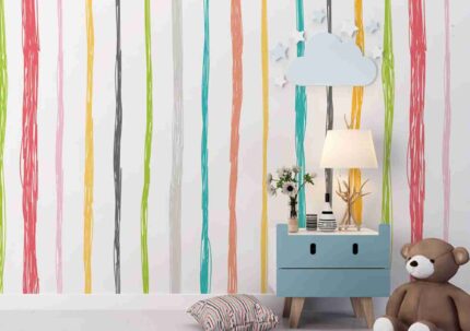 Crayon Stripe Kids Wallpaper