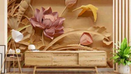Wooden Lotus Nature Wall