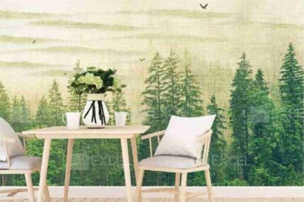Tranquil Forest Illustration Wall