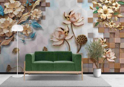Geometric Floral Accent Wall