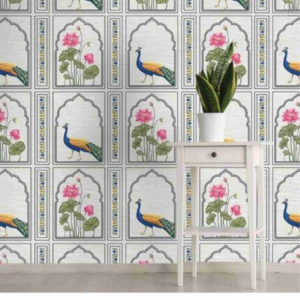 Peacock Lotus Arch Heritage Wallpaper