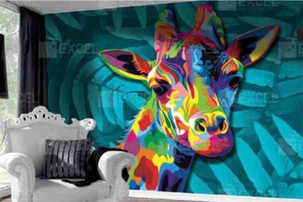 Colourful Giraffe Pop Art Mural