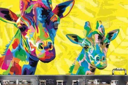 Dual Giraffe Vibrant Wall Mural