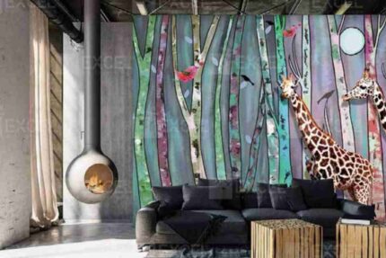 Forest Giraffe Scenic Mural